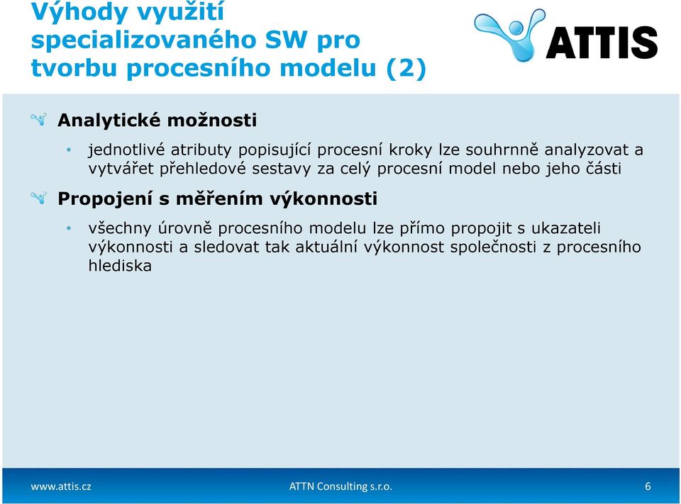 jeho části Propojení s měřením výkonnosti všechny úrovně procesního modelu lze přímo propojit s ukazateli