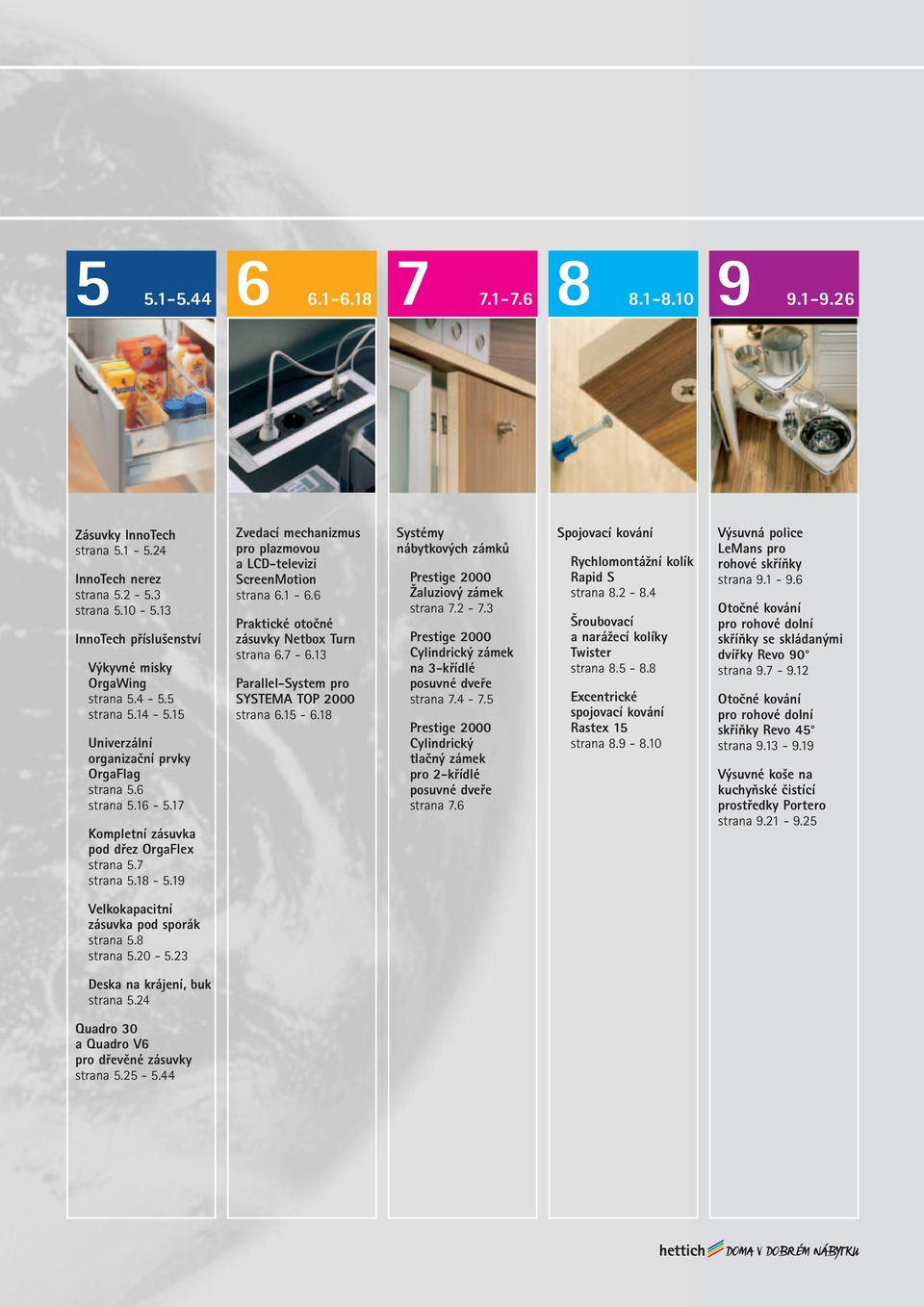 19 Zvedací mechanizmus pro plazmovou a LCD-televizi ScreenMotion strana 6.1-6.6 Praktické otočné zásuvky Netbox Turn strana 6.7-6.13 Parallel-System pro SYSTEMA TOP 2000 strana 6.15-6.