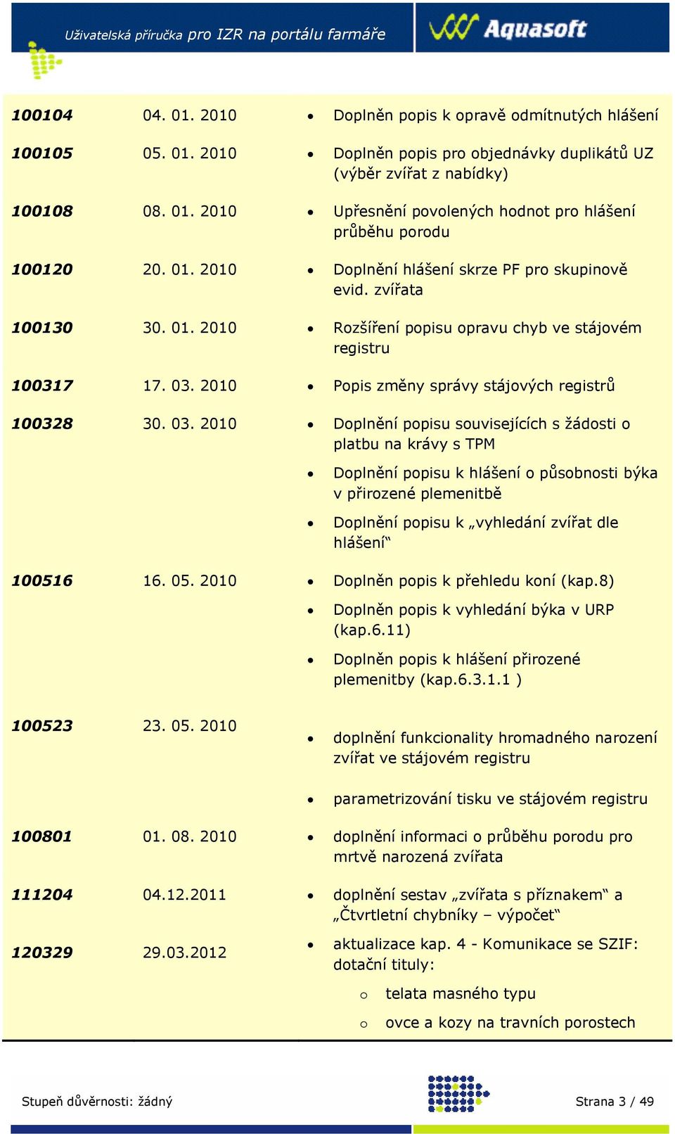 2010 Popis změny správy stájových registrů 100328 30. 03.