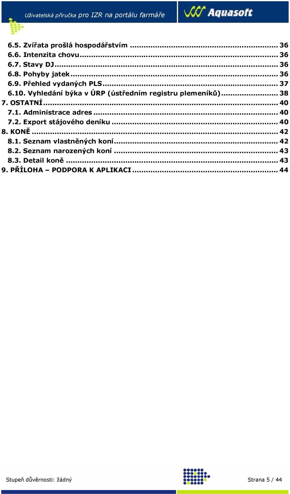 1. Administrace adres... 40 7.2. Export stájového deníku... 40 8. KONĚ... 42 8.1. Seznam vlastněných koní.