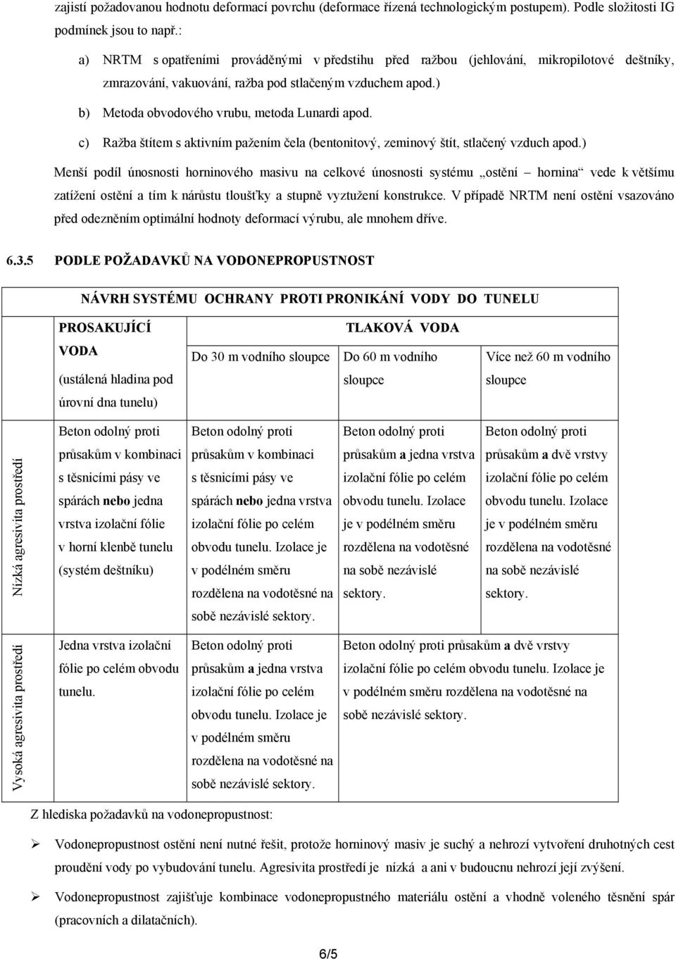 ) b) Metoda obvodového vrubu, metoda Lunardi apod. c) Ražba štítem s aktivním pažením čela (bentonitový, zeminový štít, stlačený vzduch apod.