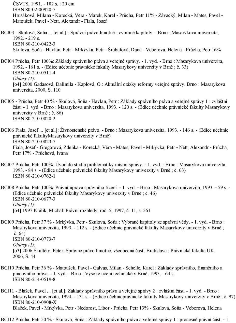 .. [et al.] : Správní právo hmotné : vybrané kapitoly. - Brno : Masarykova univerzita, 1992. - 219 s.