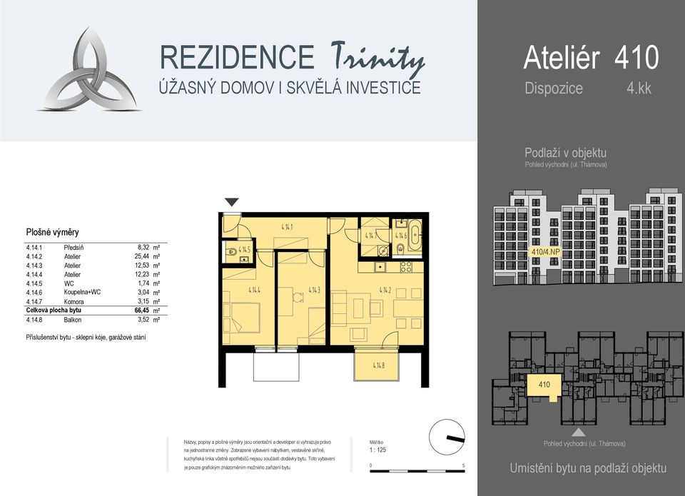 14.7 Komora 3,15 m² Celková plocha bytu 66,45 m² 4.14.8 Balkon 3,52 m² 4.14.1 4.14.7 4.