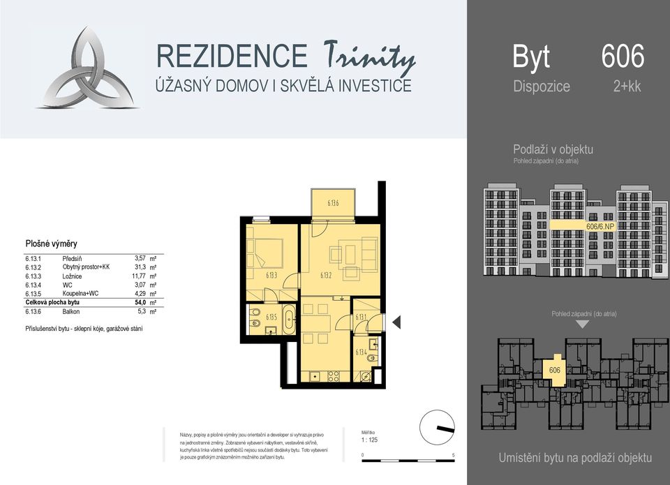 13.5 Koupelna+WC 4,29 m² Celková plocha bytu 54,0 m² 6.13.6 Balkon 5,3 m² 6.