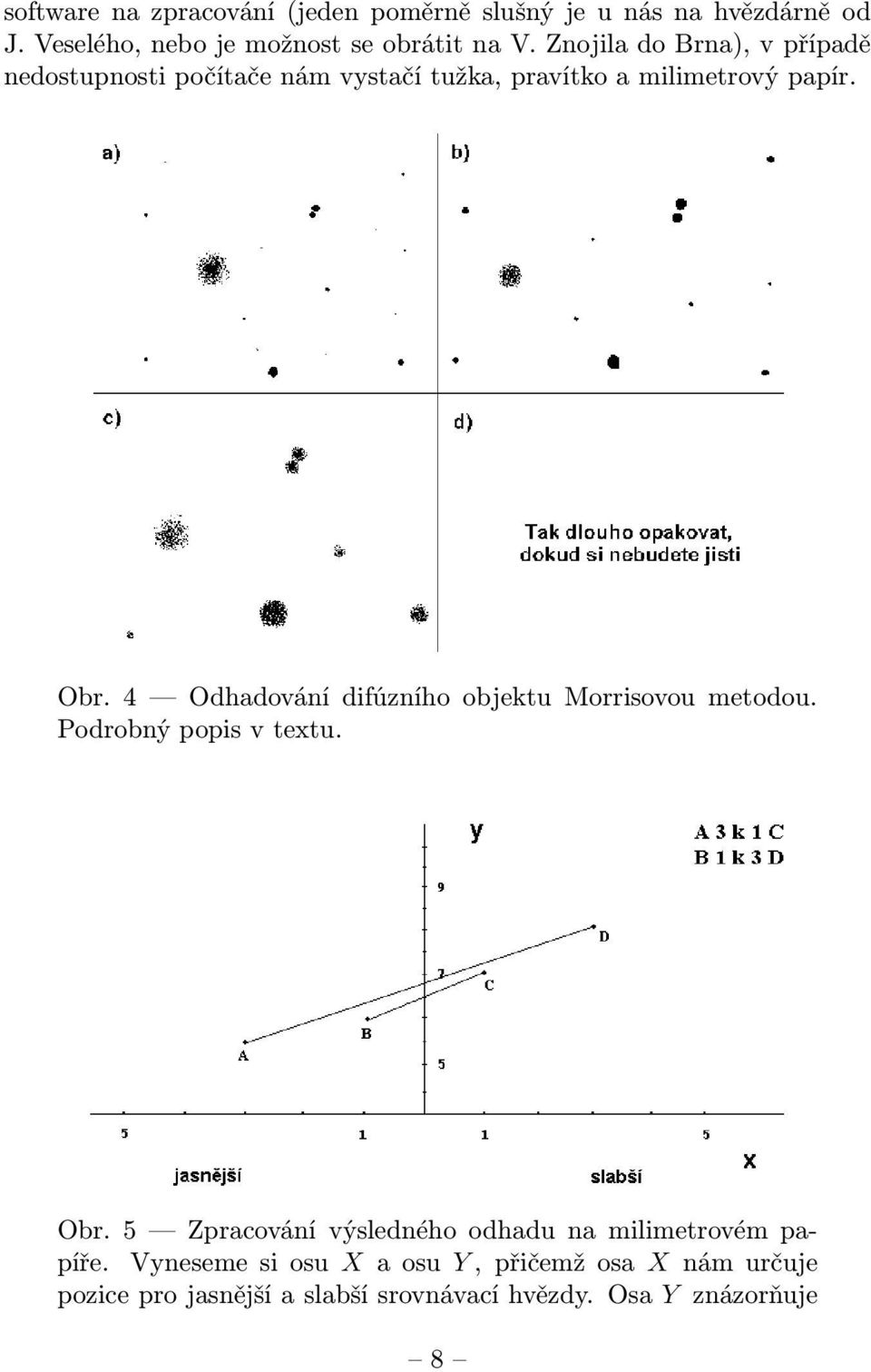 4 Odhadování difúzního objektu Morrisovou metodou. Podrobný popis v textu. Obr.