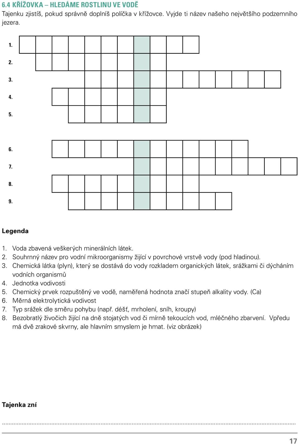 Chemická látka (plyn), který se dostává do vody rozkladem organických látek, srážkami či dýcháním vodních organismů 4. Jednotka vodivosti 5.
