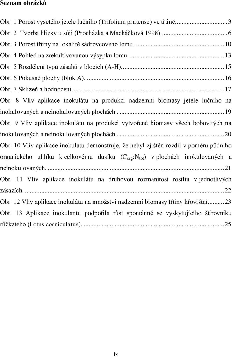 7 Sklizeň a hodnocení.... 17 Obr. 8 Vliv aplikace inokulátu na produkci nadzemní biomasy jetele lučního na inokulovaných a neinokulovaných plochách..... 19 Obr.