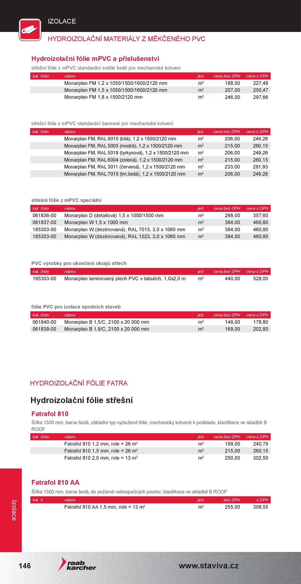 FM, RAL 9010 (bílá), 1,2 x 1500/2120 mm m 2 206,00 249,26 Monarplan FM, RAL 5005 (modrá), 1,2 x 1500/2120 mm m 2 215,00 260,15 Monarplan FM, RAL 5018 (tyrkysová), 1,2 x 1500/2120 mm m 2 206,00 249,26