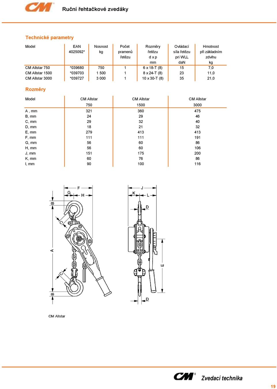 11,0 CM Allstar 3000 *039727 3 000 1 10 x 30-T (8) 35 21,0 Rozměry Model A, mm B, mm C, mm D, mm E, mm F, mm G, mm H, mm J, mm K, mm l, mm CM