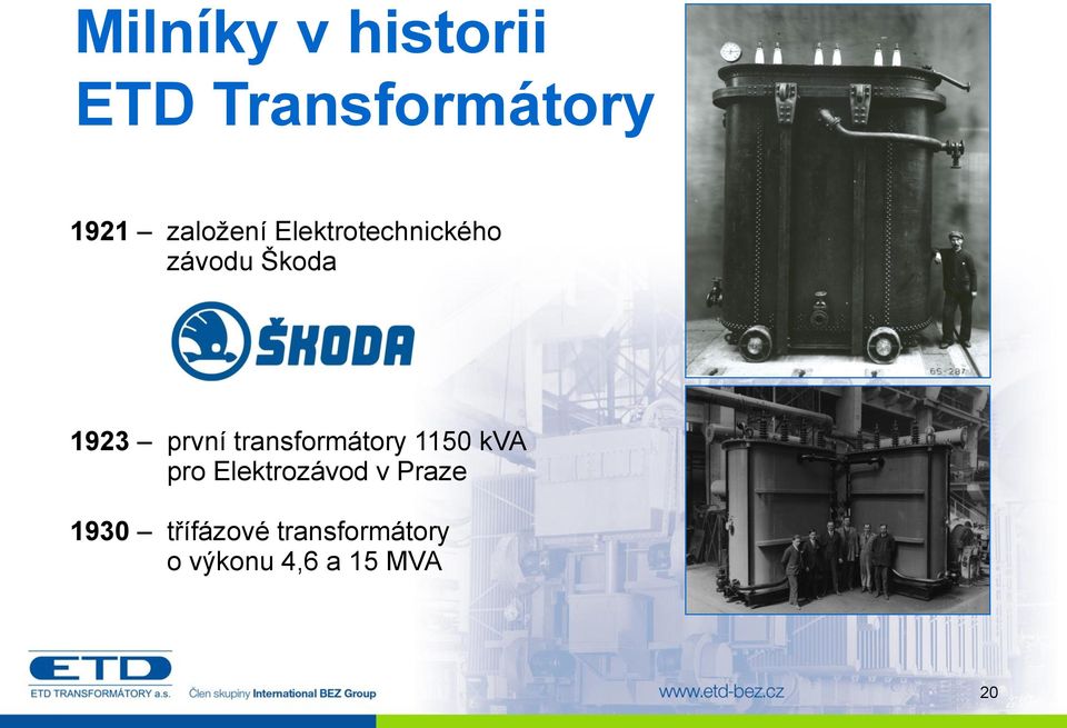 první transformátory 1150 kva pro Elektrozávod v