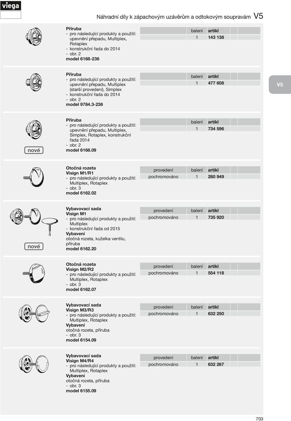 3 236 nové Příruba upevnění přepadu, Multiplex, Simplex, Rotaplex, konstrukční řada 204 -- obr. 2 model 668.09 Otočná rozeta Visign M/R Multiplex, Rotaplex -- obr. 3 model 662.