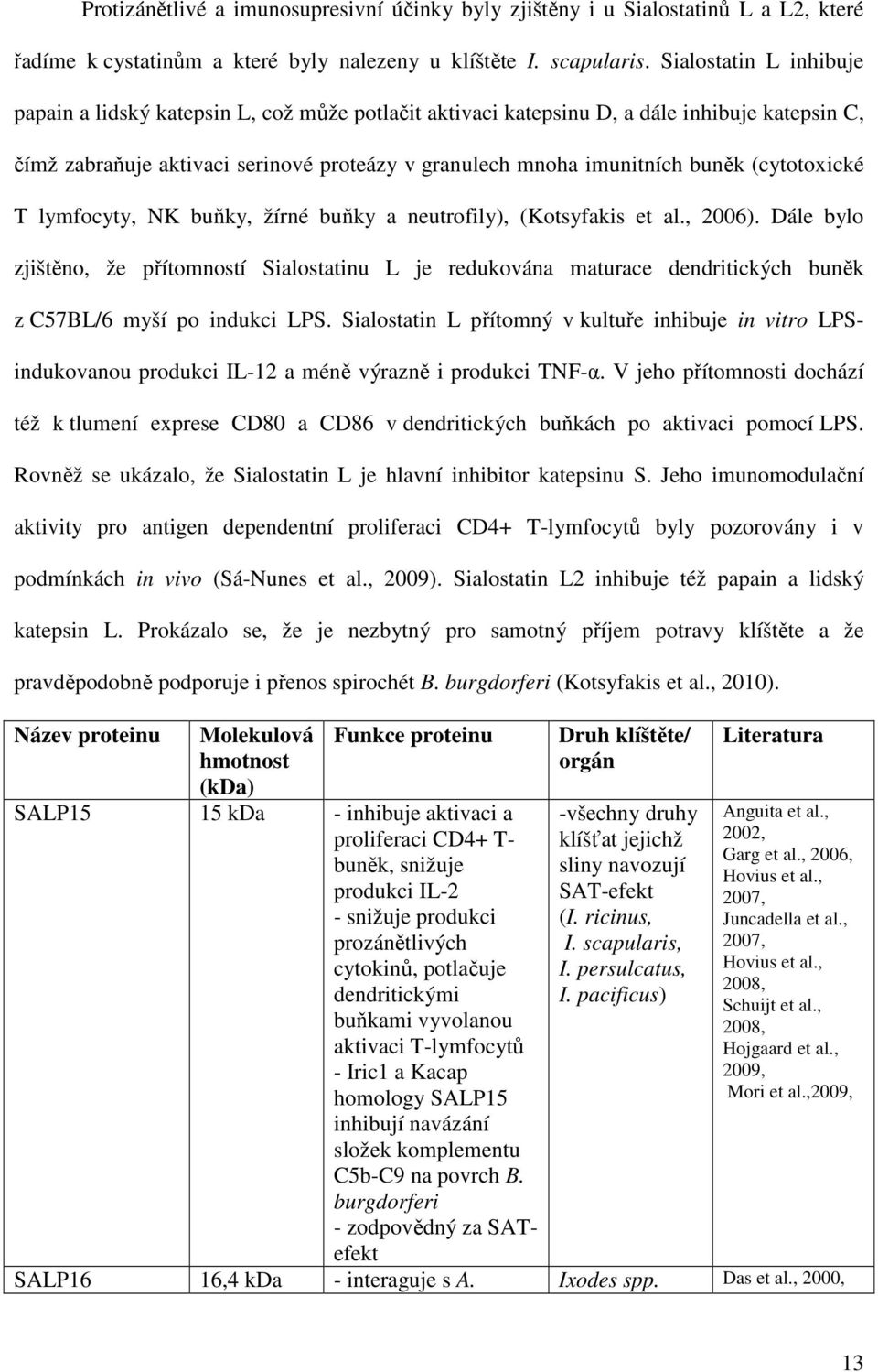 (cytotoxické T lymfocyty, NK buňky, žírné buňky a neutrofily), (Kotsyfakis et al., 2006).