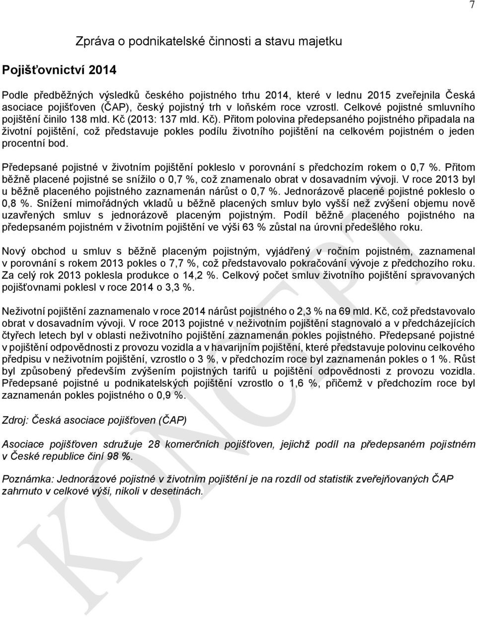 Přitom polovina předepsaného pojistného připadala na životní pojištění, což představuje pokles podílu životního pojištění na celkovém pojistném o jeden procentní bod.