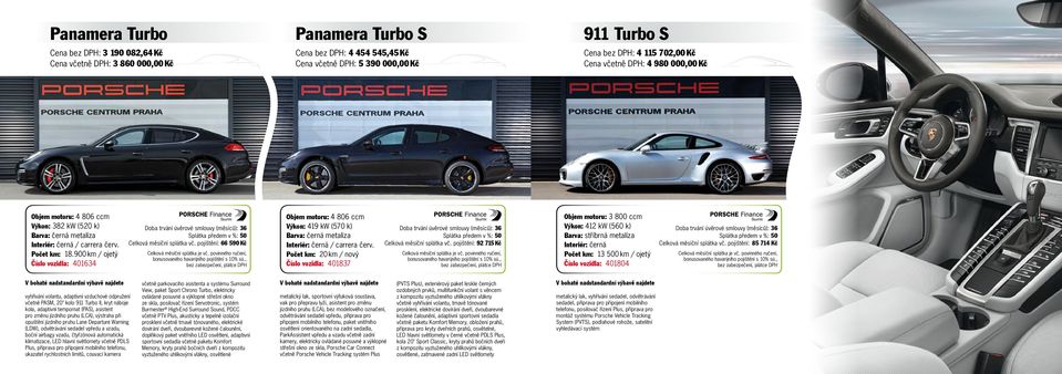 pojištění: 66 590 Kč Objem motoru: 4 806 ccm Výkon: 419 kw (570 k) / carrera červ. Číslo vozidla: 401837 Celková měsíční splátka vč.