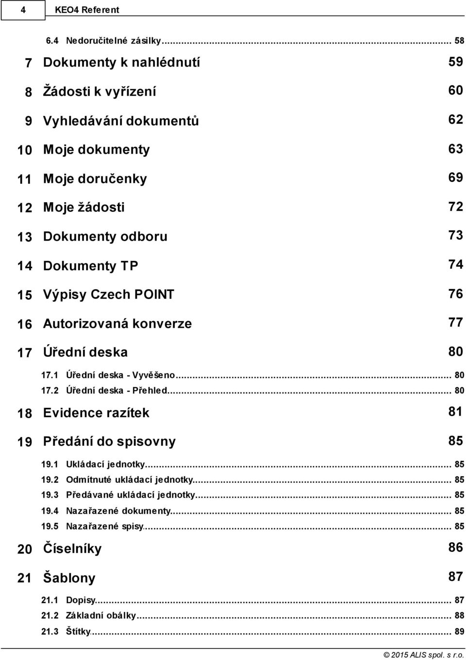 odboru 73 14 Dokumenty TP 74 15 Výpisy Czech POINT 76 16 Autorizovaná konverze 77 17 Úřední deska 80 17.1 Úřední... deska - Vyvěšeno 80 17.2 Úřední.
