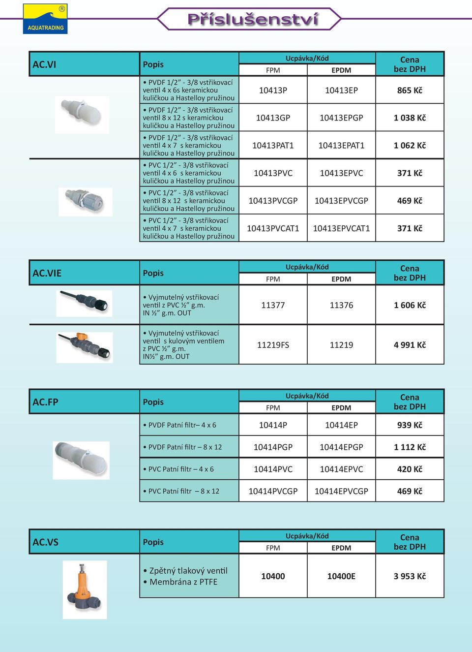 ventil 4 x 7 s keramickou kuličkou a Hastelloy pružinou PVC 1/2-3/8 vstřikovací ventil 4 x 6 s keramickou kuličkou a Hastelloy pružinou PVC 1/2-3/8 vstřikovací ventil 8 x 12 s keramickou kuličkou a