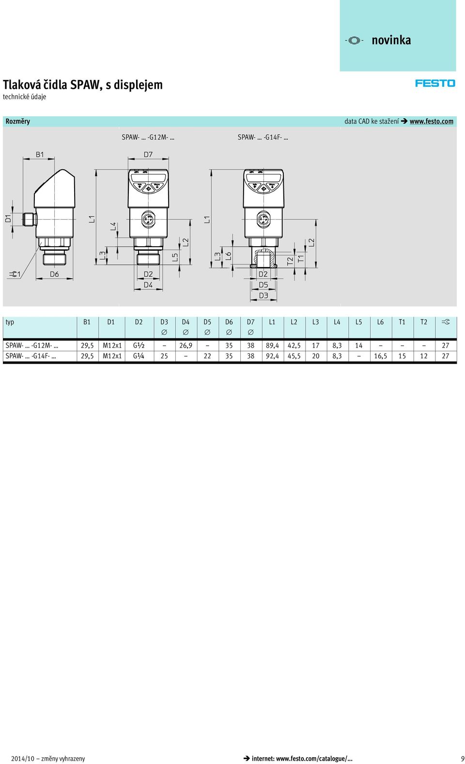 T2 ß SPAW- -G12M- 29,5 M12x1 G½ 26,9 35 38 89,4 42,5 17 8,3 14 27 SPAW- -G14F-