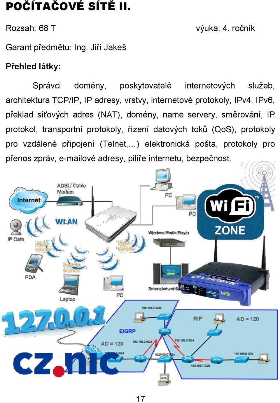 internetové protokoly, IPv4, IPv6, překlad síťových adres (NAT), domény, name servery, směrování, IP protokol, transportní