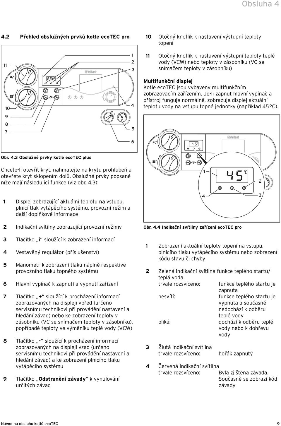 teploty v zásobníku) 0 4 Multifunkční displej Kotle ecotec jsou vybaveny multifunkčním zobrazovacím zařízením.