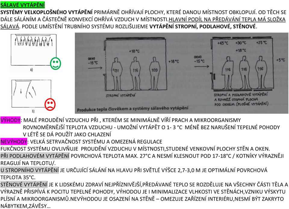 VÝHODY: MALÉ PROUDĚNÍ VZDUCHU PŘI, KTERÉM SE MINIMÁLNĚ VÍŘÍ PRACH A MIKROORGANISMY ROVNOMĚRNĚJŠÍ TEPLOTA VZDUCHU - UMOŽNÍ VYTÁPĚT O 1-3 C MÉNĚ BEZ NARUŠENÍ TEPELNÉ POHODY V LÉTĚ SE DÁ POUŽÍT JAKO