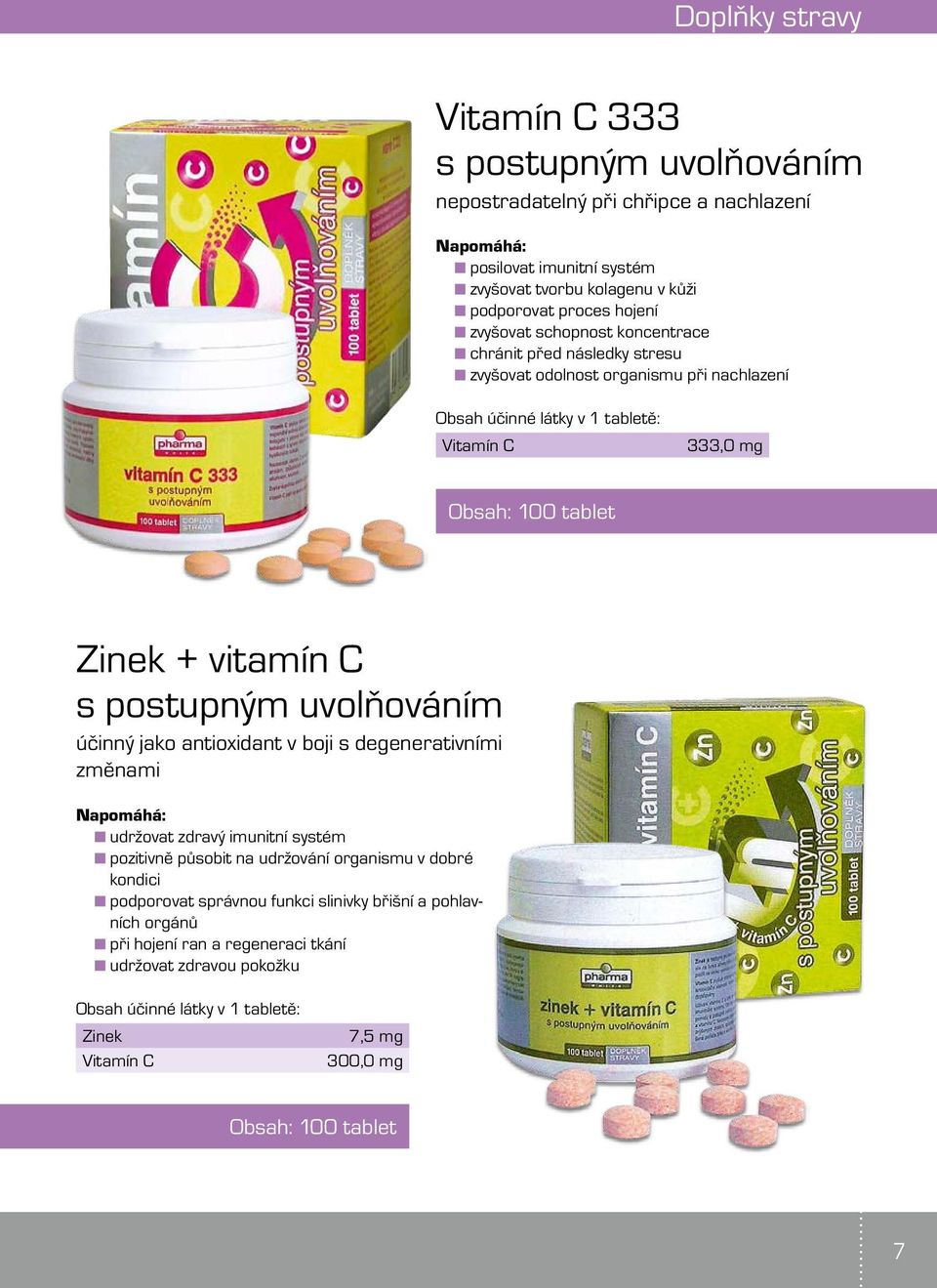 vitamín C s postupným uvolňováním účinný jako antioxidant v boji s degenerativními změnami udržovat zdravý imunitní systém pozitivně působit na udržování