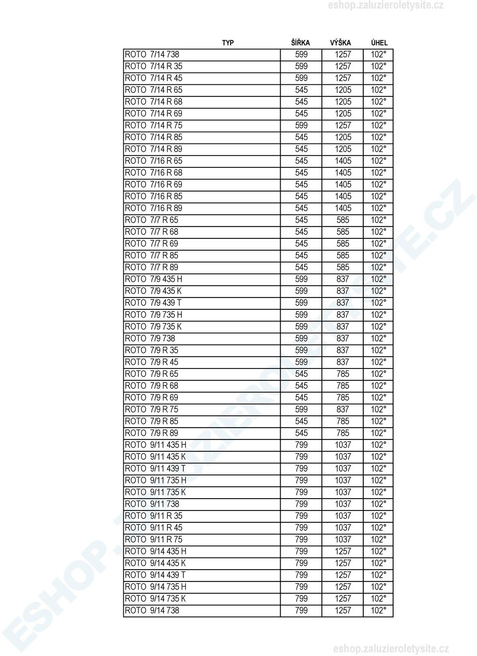 R 65 545 585 102 ROTO 7/7 R 68 545 585 102 ROTO 7/7 R 69 545 585 102 ROTO 7/7 R 85 545 585 102 ROTO 7/7 R 89 545 585 102 ROTO 7/9 435 H 599 837 102 ROTO 7/9 435 K 599 837 102 ROTO 7/9 439 T 599 837