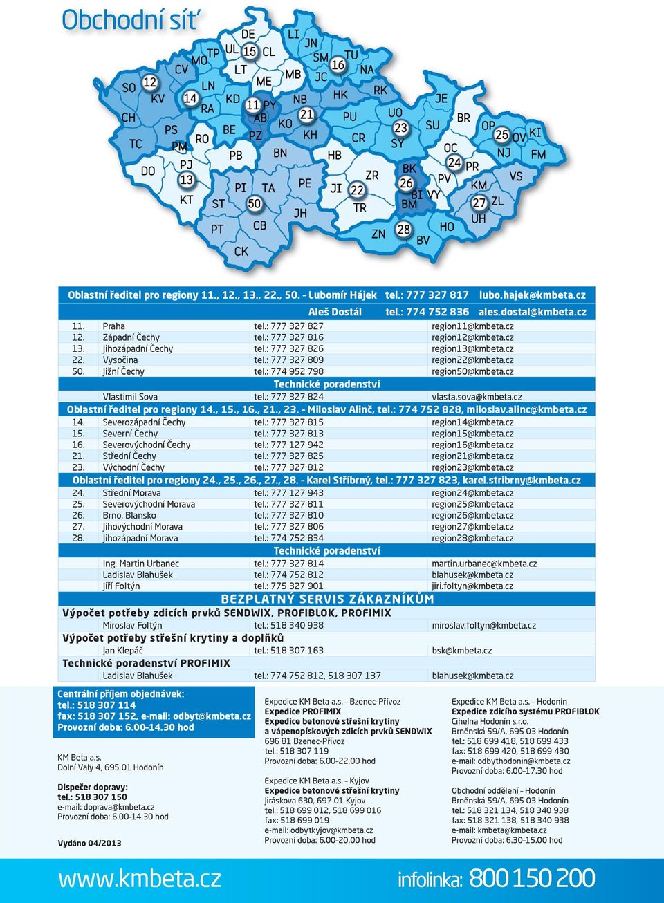 cz Technické poradenství Vlastimil Sova tel.: 777 7 8 vlasta.sova@kmbeta.cz Oblastní ředitel pro regiony.,., 6.,.,. Miloslav Alinč, tel.: 77 7 88, miloslav.alinc@kmbeta.cz. Severozápadní Čechy tel.