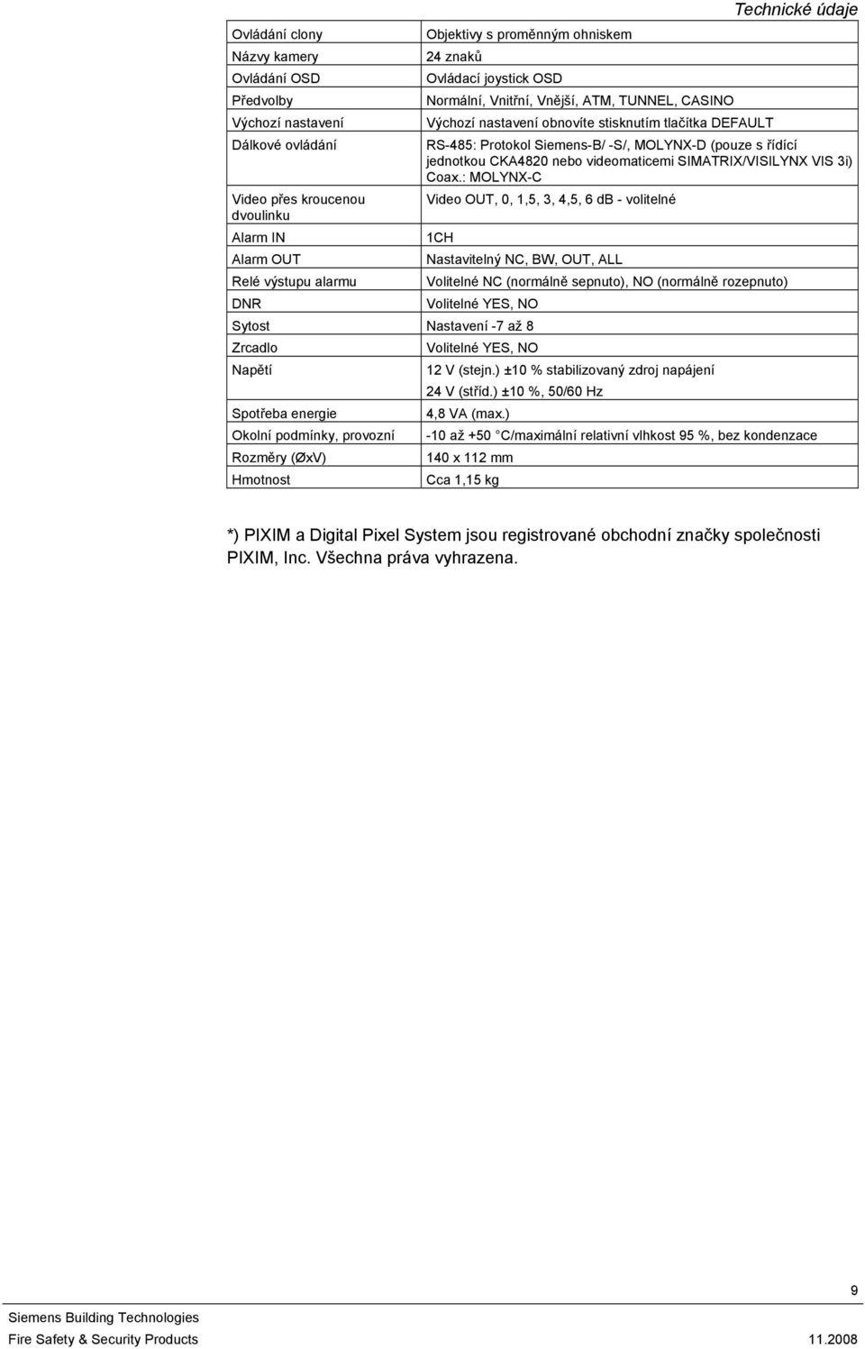 jednotkou CKA4820 nebo videomaticemi SIMATRIX/VISILYNX VIS 3i) Coax.