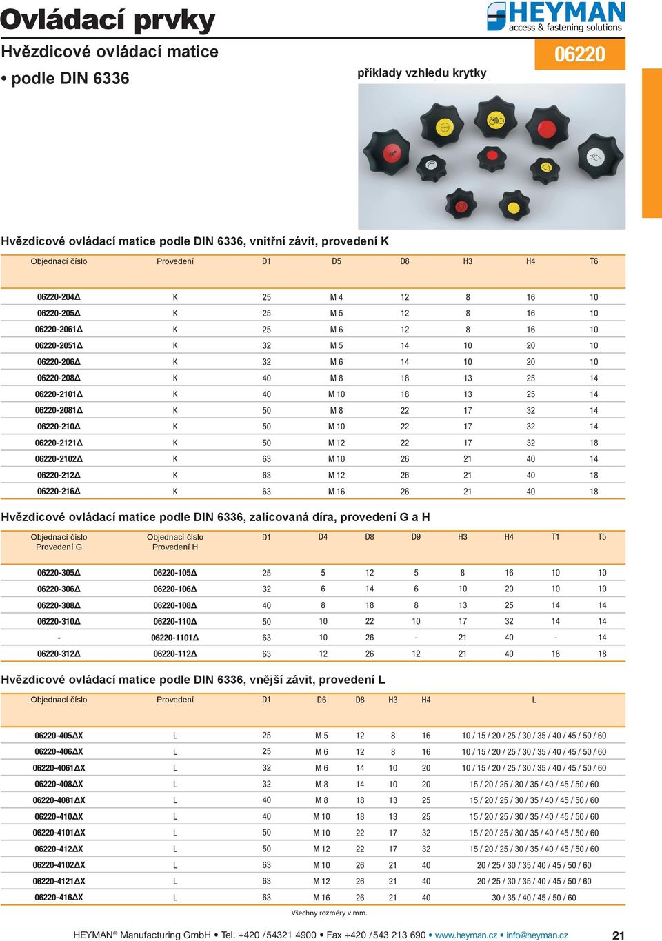 matice podle IN 3, zalícovaná díra, provedení G a G 4 9 4 T5 02-305Δ 02-5Δ 5 5 02-30Δ 02-Δ 02-30Δ 02-Δ 02-3Δ 02-1Δ - 02-11Δ - - 02-3Δ 02-1Δ vězdicové ovládací matice podle IN 3, vnější závit,