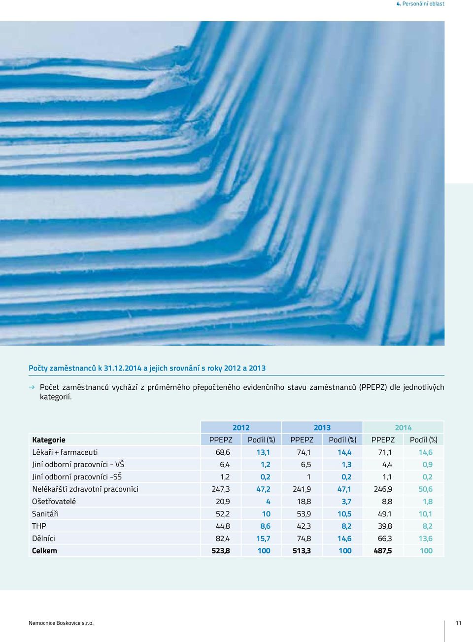 2012 2013 2014 Kategorie PPEPZ Podíl (%) PPEPZ Podíl (%) PPEPZ Podíl (%) Lékaři + farmaceuti 68,6 13,1 74,1 14,4 71,1 14,6 Jiní odborní pracovníci - VŠ 6,4 1,2 6,5 1,3 4,4 0,9