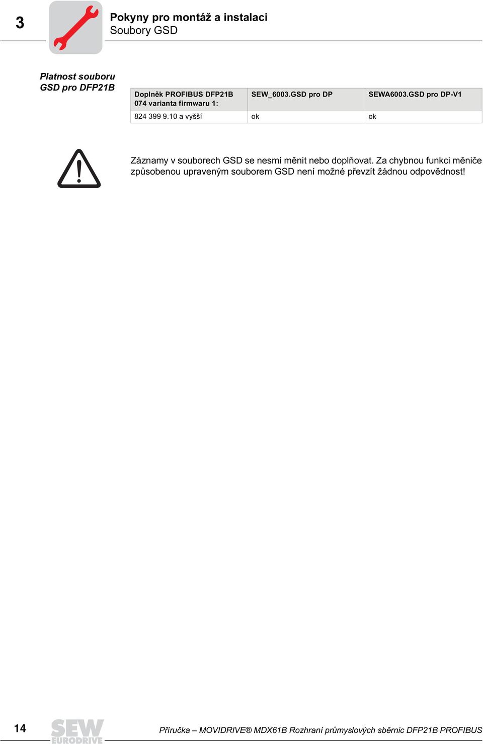 GSD pro DP-V1 Záznamy v souborech GSD se nesmí měnit nebo doplňovat.