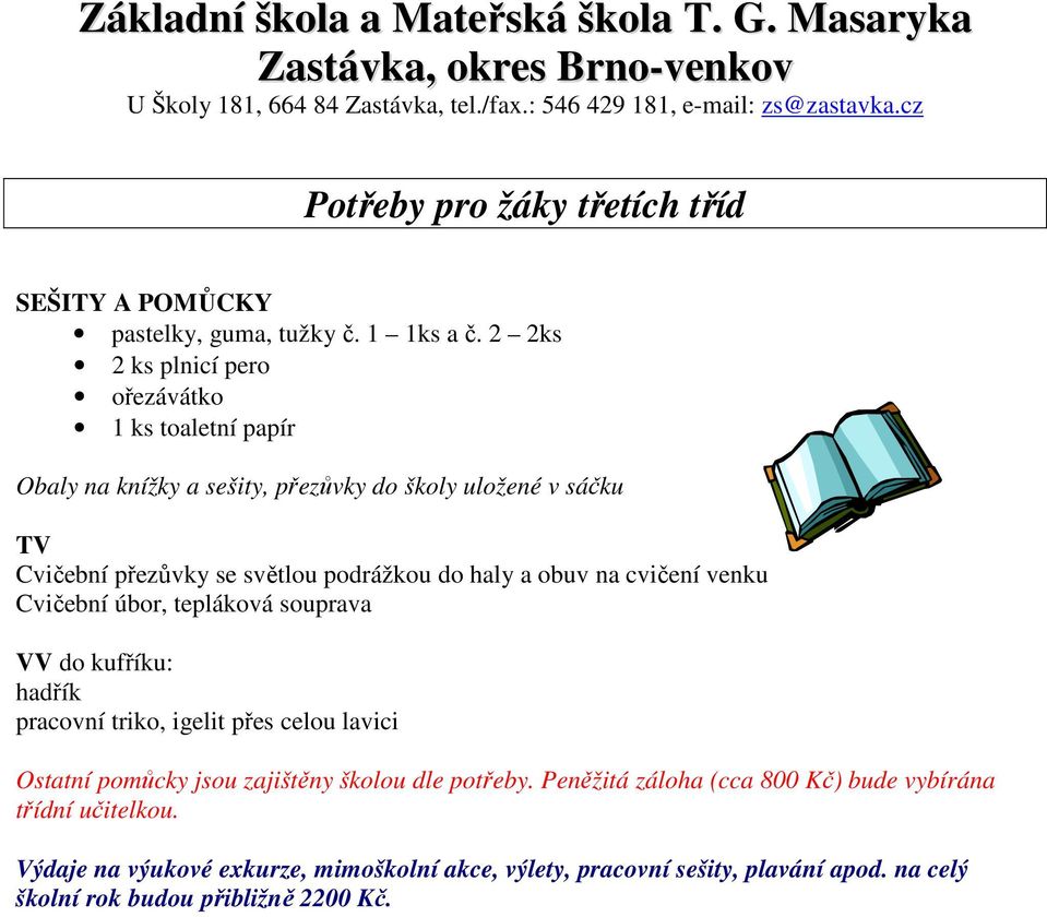 podrážkou do haly a obuv na cvičení venku Cvičební úbor, tepláková souprava VV do kufříku: hadřík pracovní triko, igelit přes celou lavici Ostatní