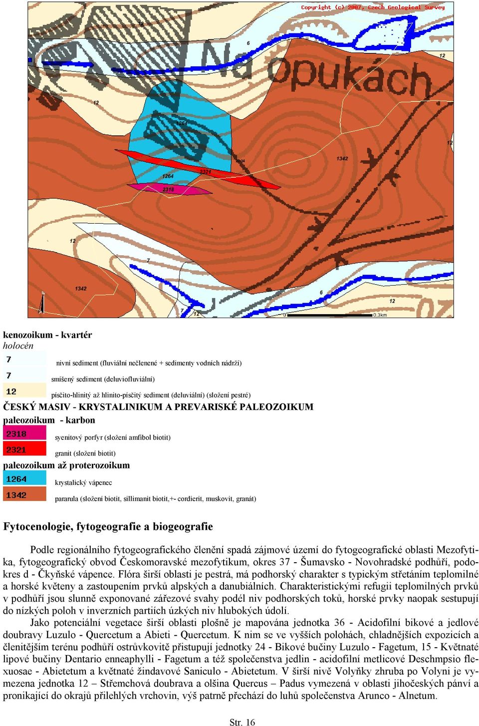 pararula (složení biotit, sillimanit biotit,+- cordierit, muskovit, granát) Fytocenologie, fytogeografie a biogeografie Podle regionálního fytogeografického členění spadá zájmové území do