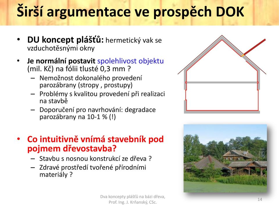 Nemožnost dokonalého provedení parozábrany (stropy, prostupy) Problémy s kvalitou provedení při realizaci na stavbě Doporučení pro