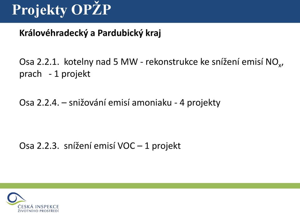 NO x, prach - 1 projekt Osa 2.2.4.