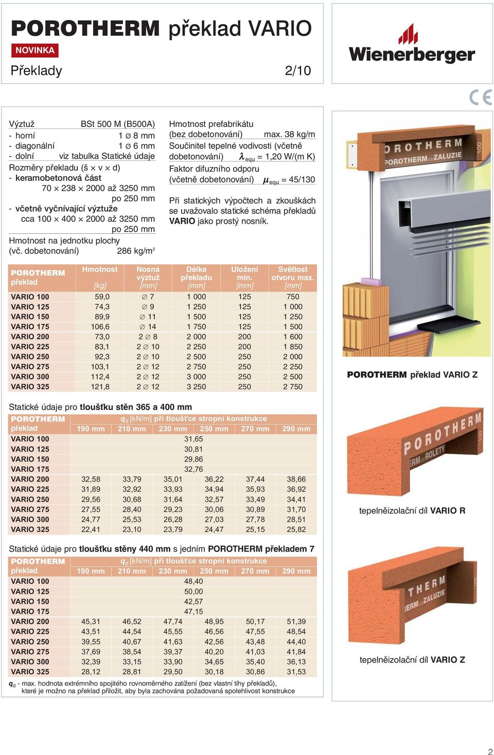 38 kg/m Součinitel tepelné vodivosti (včetně dobetonování) λ equ = 1,20 W/(m K) Faktor difuzního odporu (včetně dobetonování) μ equ = 45/130 Při statických výpočtech a zkouškách se uvažovalo statické