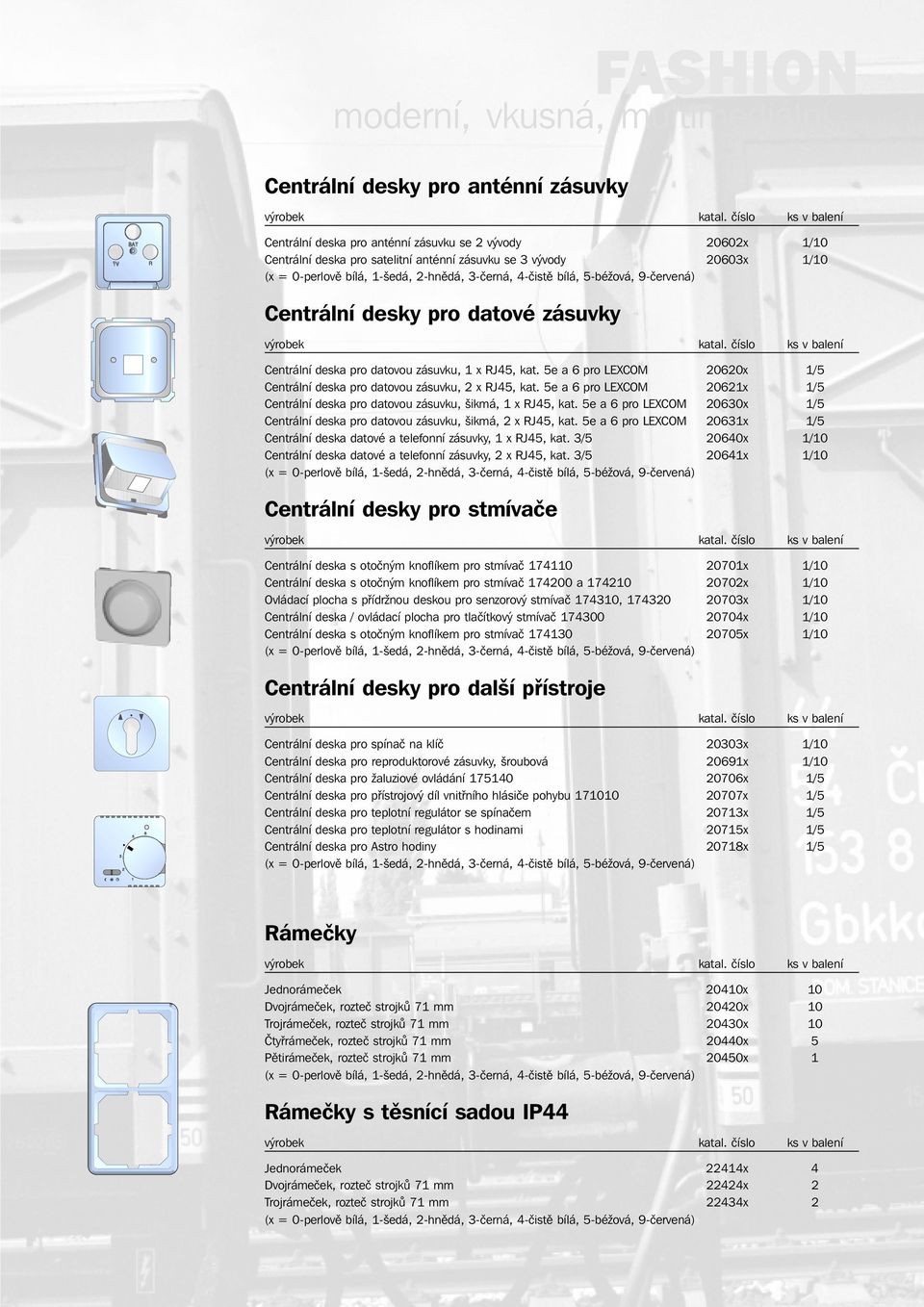 5e a 6 pro LEXCOM 20621x 1/5 Centrální deska pro datovou zásuvku, šikmá, 1 x RJ45, kat. 5e a 6 pro LEXCOM 20630x 1/5 Centrální deska pro datovou zásuvku, šikmá, 2 x RJ45, kat.