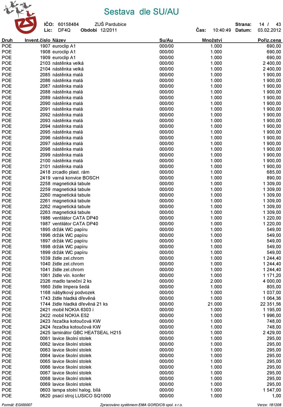 000 1 900,00 POE 2088 nástěnka malá 000/00 1.000 1 900,00 POE 2089 nástěnka malá 000/00 1.000 1 900,00 POE 2090 nástěnka malá 000/00 1.000 1 900,00 POE 2091 nástěnka malá 000/00 1.