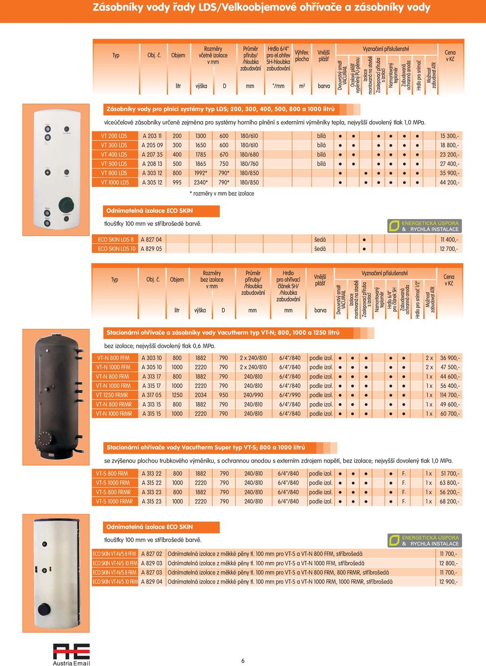 VT 200 LDS A 203 11 200 1300 600 180/610 bílá 15 300,- VT 300 LDS A 205 09 300 1650 600 180/610 bílá 18 800,- VT 400 LDS A 207 35 400 1785 670 180/680 bílá 23 200,- VT 500 LDS A 208 13 500 1865 750