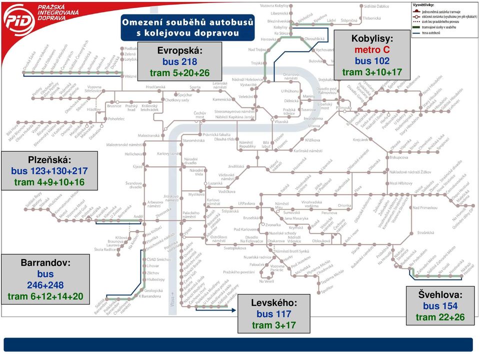 (celkem 6) Plzeňská: bus 123+130+217 tram 4+9+10+16 Barrandov: bus