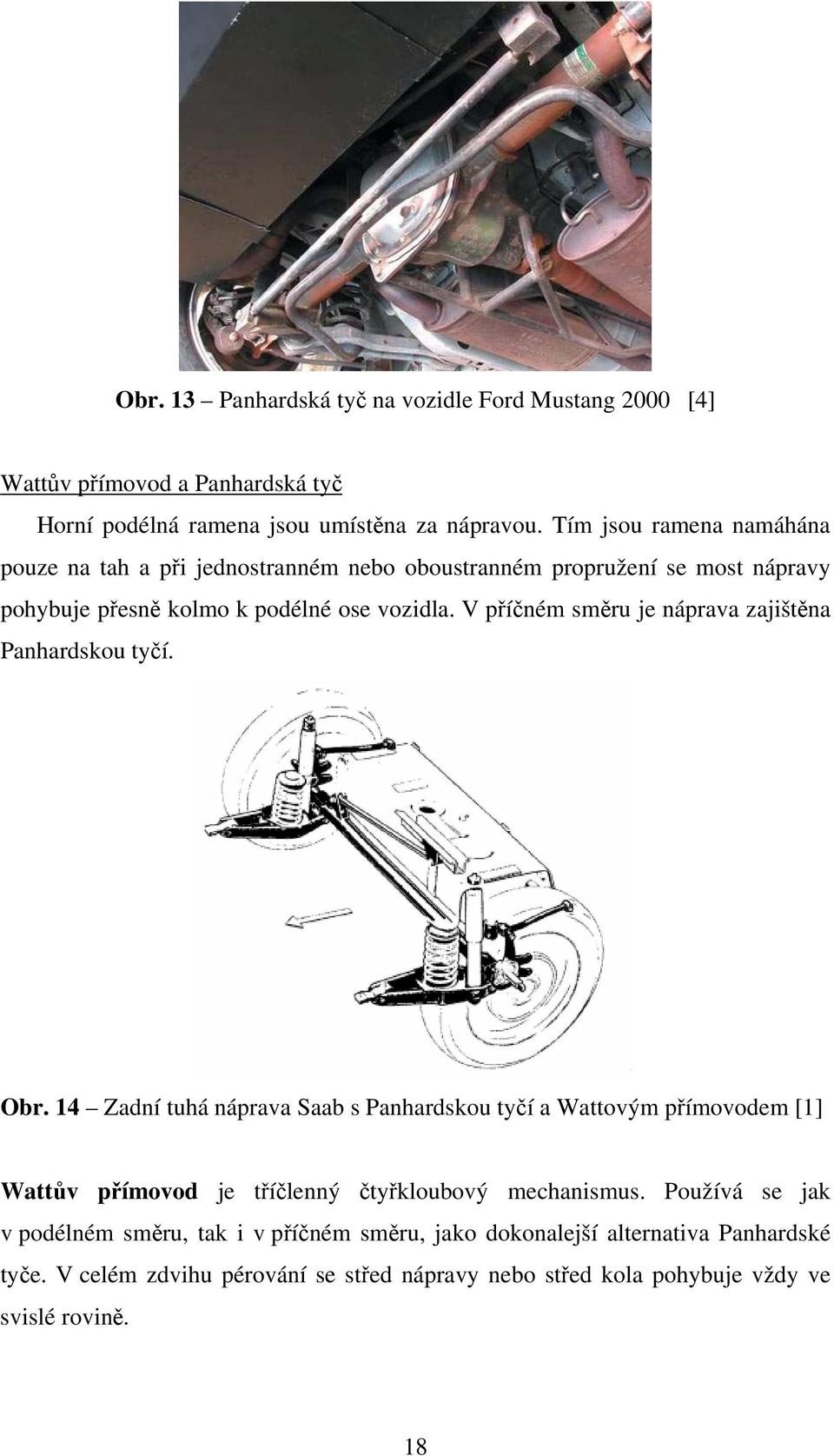 V příčném směru je náprava zajištěna Panhardskou tyčí. Obr.