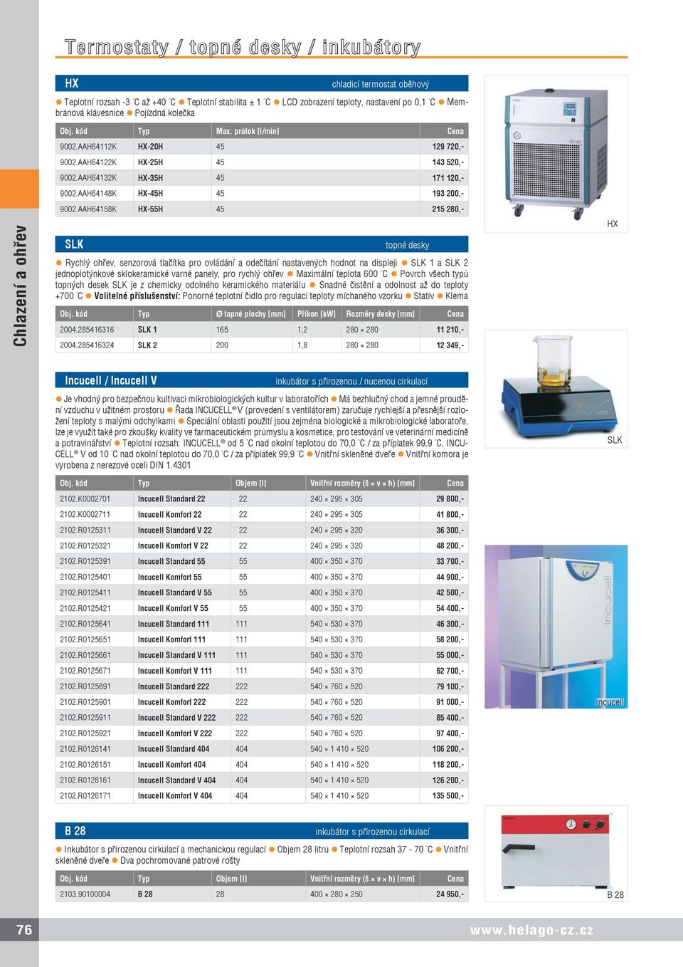 AAH64158K HX-55H 45 215 280,- SLK topné desky Rychlý ohřev, senzorová tlačítka pro ovládání a odečítání nastavených hodnot na displeji SLK 1 a SLK 2 jednoplotýnkové sklokeramické varné panely, pro
