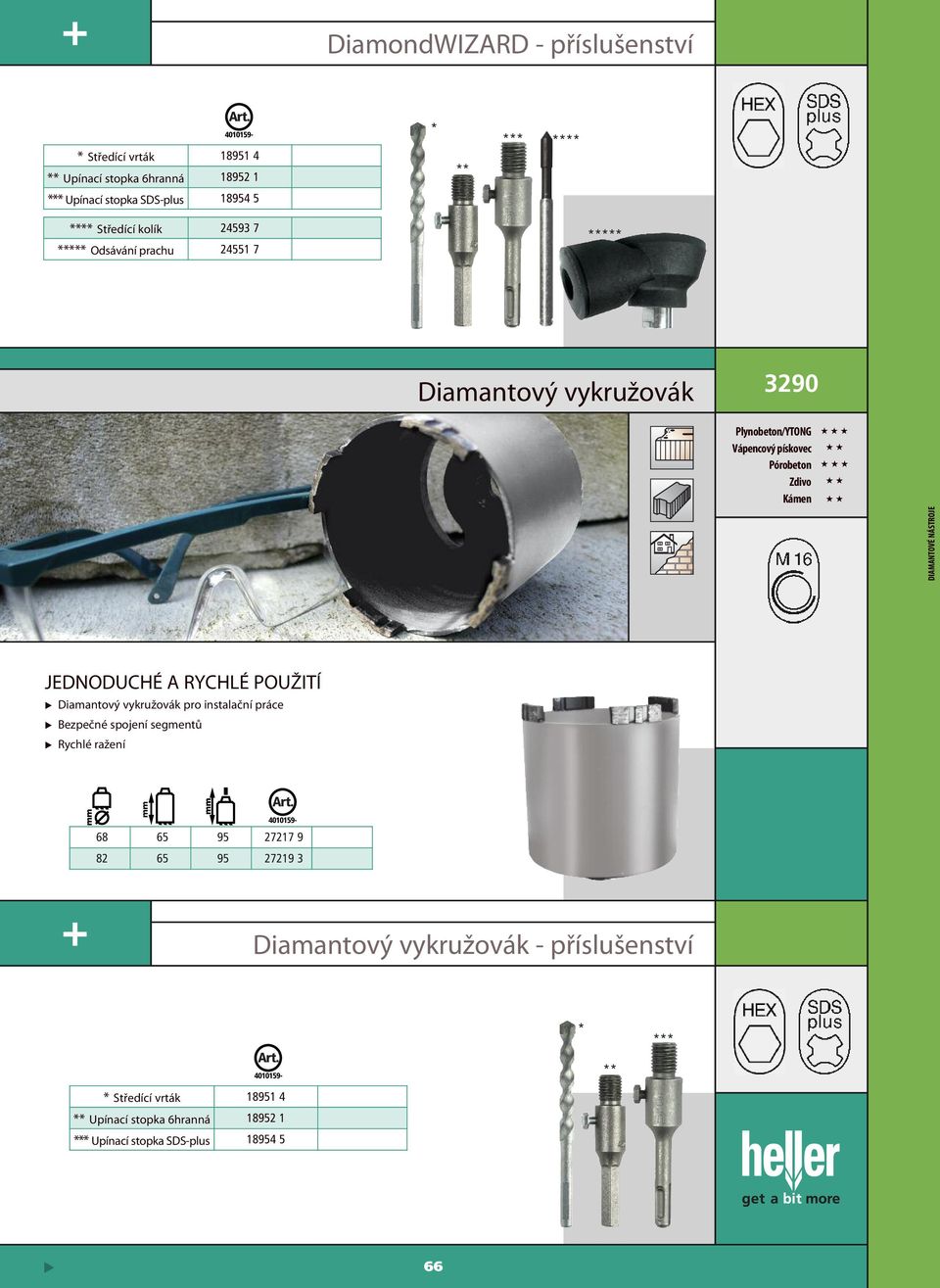 A RyCHlé PoUŽiTí Diamantový vykružovák pro instalační práce Bezpečné spojení segmentů Rychlé ražení 4010159-68 65 95 27217 9 82 65 95 27219 3 +