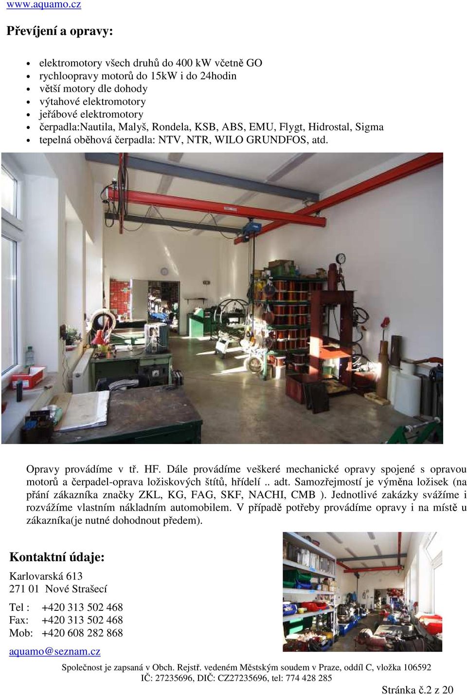 Opravy a prodej čerpadel a el. motorů Karlovarská 613, Nové Strašecí - PDF  Free Download