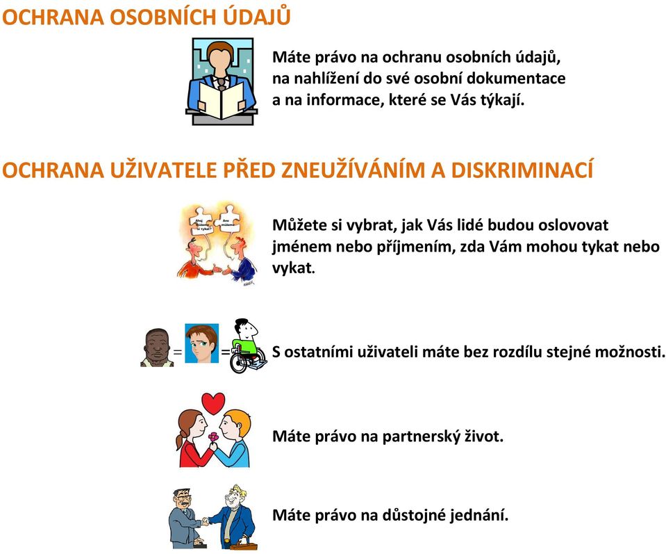 OCHRANA UŽIVATELE PŘED ZNEUŽÍVÁNÍM A DISKRIMINACÍ Můžete si vybrat, jak Vás lidé budou oslovovat