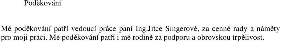 Jitce Singerové, za cenné rady a náměty pro