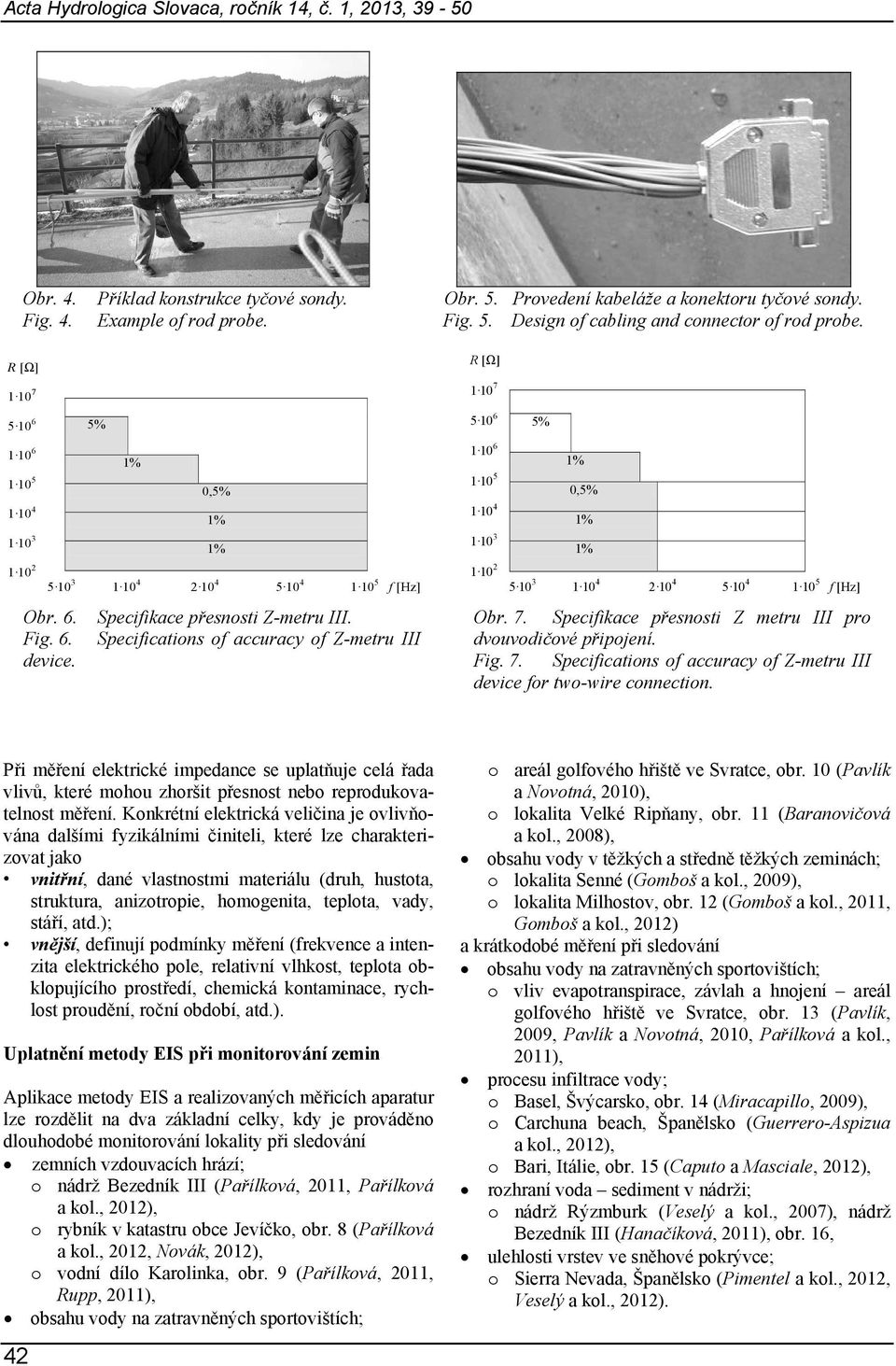 Obr. 6. Fig. 6. device. Specifikace přesnosti Z-metru III. Specifications of accuracy of Z-metru III Obr. 7. Specifikace přesnosti Z metru III pro dvouvodičové připojení. Fig. 7. Specifications of accuracy of Z-metru III device for two-wire connection.