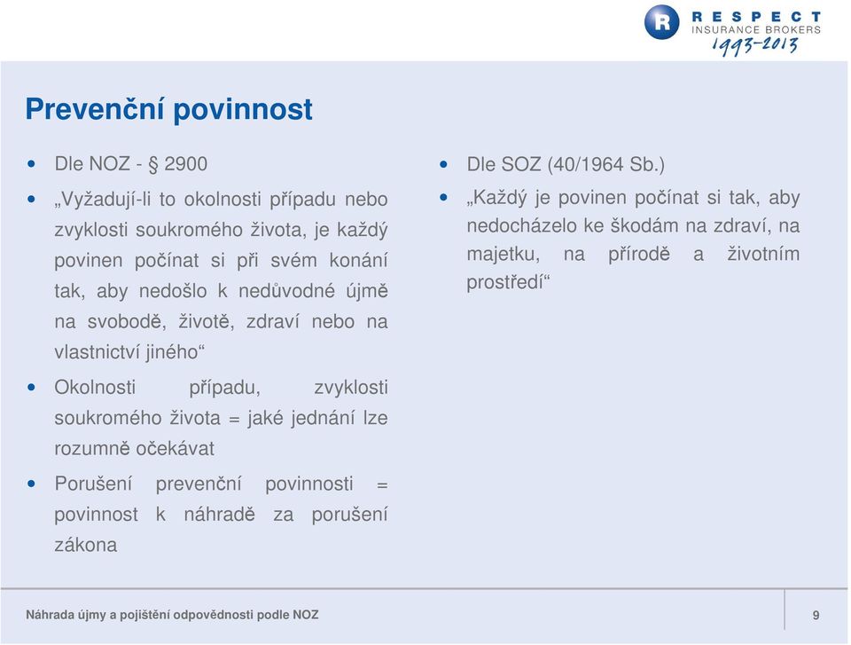 ) Každý je povinen počínat si tak, aby nedocházelo ke škodám na zdraví, na majetku, na přírodě a životním prostředí Okolnosti případu,