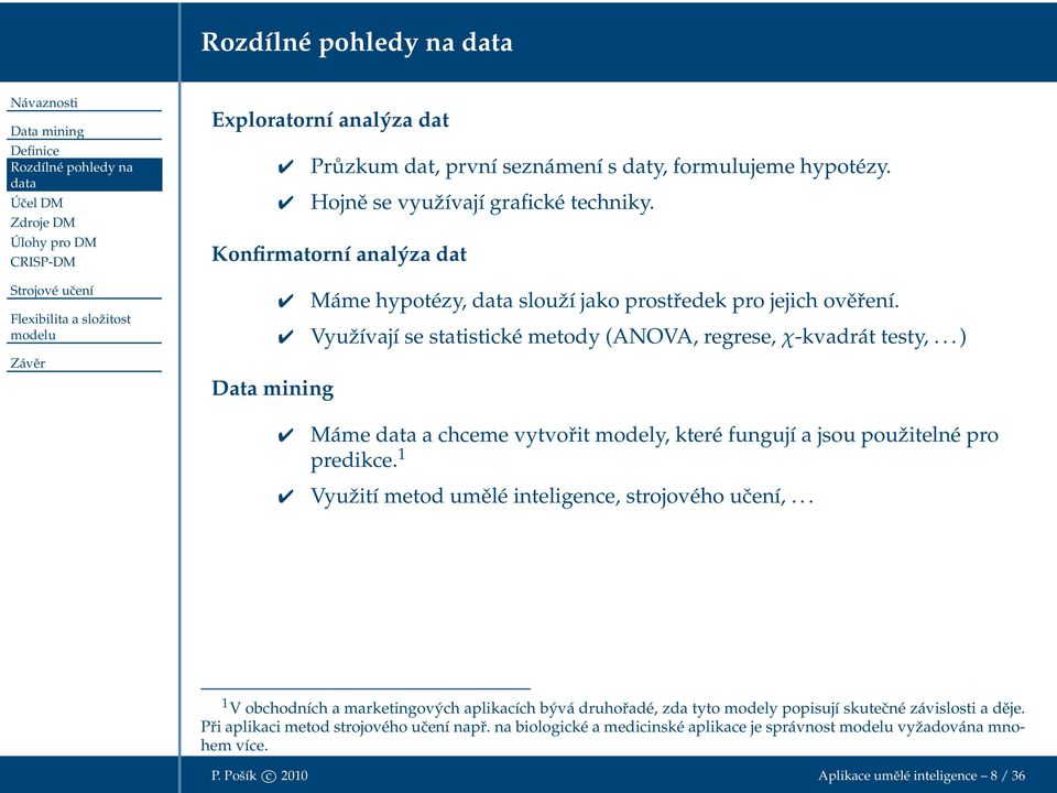 .. ) Máme data a chceme vytvořit modely, které fungují a jsou použitelné pro predikce. 1 Využití metod umělé inteligence, strojového učení,.