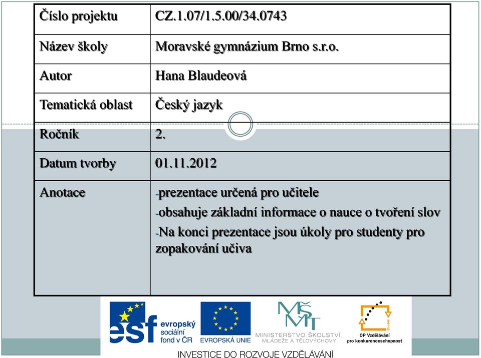 Datum tvorby 01.11.